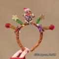 Festive glowing Christmas reindeer antler headband with gingerbread man mascot - Coffee Christmas Cookie - [Luminous] (18#) / approx. 12.5cm