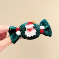 Lindo clip navideño para el cabello en forma de caramelo con Papá Noel y terciopelo verde - Pinza Caramelo Papá Noel / Caramelo Verde