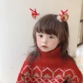 Pinzas festivas para el pelo con cuernos de reno y pompones de felpa para trajes de Navidad - 1# Par Astas Rojas Pompón Baya Roja