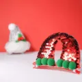 Pinzas para el pelo navideñas con lentejuelas rojas y pompones verdes para fiestas festivas - Horquilla Gorro Navidad Lentejuelas / Rojo