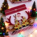 Pinzas de pelo de cuernos de reno navideños con árboles brillantes y copos de nieve - 2 Piezas/Juego / Asta de Árbol de Navidad Rojo