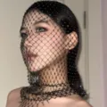 Sparkling rhinestone fishnet mask for music festivals and creative photography - Fishnet Rhinestone Full Face Mask (Black)