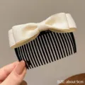Elegant cream white bow hair comb for side hair or bangs, sized at approximately 9cm - About 9cm / Bow Hair Insert - Off-White