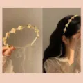 Forest style flower crown headband with cream fabric roses and pearls for girls - Small Flower Pearl Headband Cream White (22#) / White