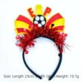 Diadema de fan de fútbol España con lazo ESP, icono de balón y espumillón rojo - Estilo España