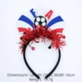 Diadema de fútbol para aficionados de Francia con diseño FRA y flecos rojos - Estilo Francia