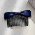 Elegant navy blue satin bow hair comb accessory for stylish women's hairstyling - Bow Hair Insert - Navy Blue