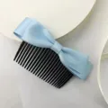 Elegant light blue satin bow hair insert comb for side hair styling accessory - Bow Hair Insert - Blue