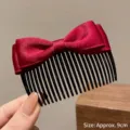 Elegant burgundy satin ribbon bow hair comb approx 9cm for bangs styling and accessories - About 9cm / Bow Hair Insert - Wine Red