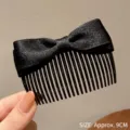 Elegant black ribbon bow hair comb insert clip for hair styling, length approx 9cm. - About 9cm / Bow Hair Insert - Black