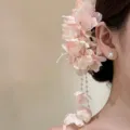 Squisita molletta per capelli con fiori rosa perle e nappe pendenti per accessori Hanfu - 21# Fermaglio per Capelli Fiore Rosa Nappina / Nappina Rosa (GP600876)