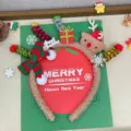 Cute plush reindeer Christmas headband with festive striped bow and glitter accents - Luminous Reindeer (2#)