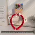Cute plush Christmas headband with bear and star pom-poms - Luminous Bear (3#)