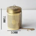 Gold stainless steel tea infuser basket with chain and hook, durable 75x50mm tea filter. - Gold Medium