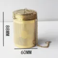 Detailed view of gold stainless steel tea infuser basket with chain and 304 food grade mark. - Gold Large