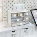 Organizzatore da scrivania bianco con cassetti trasparenti e pomelli rotondi per ufficio. - Scatola portaoggetti a 6 cassetti
