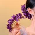 Elegant purple floral hairpin bridal headpiece for wedding and formal hair accessories - Ethereal Flower Hairpin (14#) / Purple