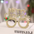 Gafas de fiesta doradas con purpurina Merry Christmas con copos de nieve y acebo - Estilo dorado de letras huecas (secundario)