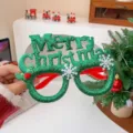 Montura de gafas verde brillante de Merry Christmas para disfraz de fiesta de Navidad - Estilo verde de letras huecas (secundario)