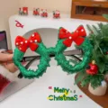 Gafas de fiesta de Navidad con corona verde y lazos rojos decorativos - Estilo Guirnalda Navidad Lazo