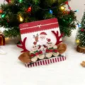 Llamativas horquillas navideñas de cuernos de reno con muñeco de jengibre y lazo - 2 Piezas/Juego / Asta de Hombre de Jengibre Rojo