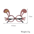 Montura de gafas rosa brillante para fiesta de Navidad con dimensiones y peso de 13g - Estilo de letras con cara de gato y orejas de conejo