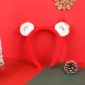 Plush Christmas headband with cute Santa Claus figures on a festive red background - Knit Santa Claus (7#)