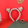 Cute grey plush Christmas headband featuring stuffed tree motifs with golden stars. - Gray Headband - Bell (12#)