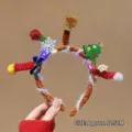 Festive Christmas plush reindeer headband with colorful LED lights and cute decorations - Coffee Christmas Snowflake - [Luminous] (19#) / approx. 12.5cm