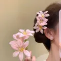 Eleganti forcine floreali rosa per acconciature da sposa romantiche o vacanze - 5# Fermaglio per Capelli Fiore Fresco Piccolo / 1 Pezzo / Rosa Chiaro (GP600876)