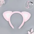 Conjunto de diadema con orejas de gato y cola de felpa rosa, bonito accesorio Lolita cosplay. - Orejas de Gato / Rosa Blanco