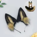 Set de cosplay de orejas y cola de lobo negro y amarillo, accesorios de animales. - Orejas de Lobo Viento Negro / Pelo de Perro Lobo