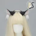 Set de diadema de orejas de gato de piel sintética y peluca rubia con cola para cosplay. - Negro y Blanco
