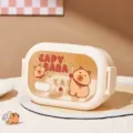 Jolie boîte à bento Capybara avec compartiments, boîte à repas portable pour école et bureau. - 1320 ml / Blanc