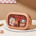Jolie boîte à lunch compartimentée Capybara 1320ml, parfaite pour le bureau et l'école. - 1320 ml / Marron