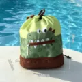 Sac à dos de natation étanche avec motif dinosaure mignon pour la plage et la piscine d'été. - Crocodile / Grande Taille / Vert matcha