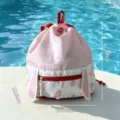 Sac à dos de natation imperméable rose avec oreilles de lapin, sac de rangement portable. - Lapin / Style de base / Rose Pêche