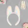 Diadema de felpa suave con orejas de diablo pastel para lavado de cara y fiesta cosplay - Cian y Violeta