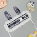 Diadema de orejas de conejo de encaje a cuadros retro Lolita accesorio para el cabello - Diadema de Orejas de Conejo / Púrpura