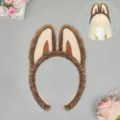 Serre-tête oreilles d'animal en peluche marron mignon duveteux cosplay bandeau pour femmes filles. - Brun