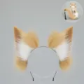 Handmade fox ears headband and tail set for cosplay, Halloween and anime conventions. - Fox Ears / Light Camel White