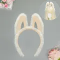 Serre-tête en peluche douce oreilles d'animal mignon lapin blanc diadème pour femmes et filles - Blanc
