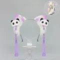 Lolita Chinese style plush panda cat ear headband with purple tassels, cute cosplay hair accessory. - Headband / Purple