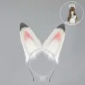 Fluffy plush rabbit ears headband cute anime cosplay hair accessories party props - Jade Rabbit Ears - White & Grey