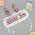 Serre-tête oreilles de lapin écossais Lolita japonais vintage dentelle accessoire kawaii - Bandeau Oreilles de Lapin / Rose