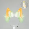 Conjunto de diadema de orejas de animal y cola de peluche, estilo cítrico naranja verde. - Orejas de conejo piña - Blanco y amarillo