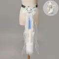 Lolita fluffy cat tail and panda accessory set, sweet style cosplay plush tail with bow. - Tail / Blue