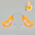 Precioso conjunto de diadema de orejas colgantes naranjas y blancas y cola para cosplay. - Diadema de Perro de Orejas Caídas / Naranja Blanco