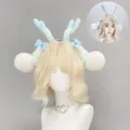 Diadema de peluche con cuernos de ciervo cosplay lindo personaje de juego anime - Blanco