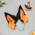Conjunto de Orejas y Cola de Animal Cosplay Negro y Naranja Diadema Orejas de Lobo - Orejas de Lobo Viento Negro / Negro y Naranja